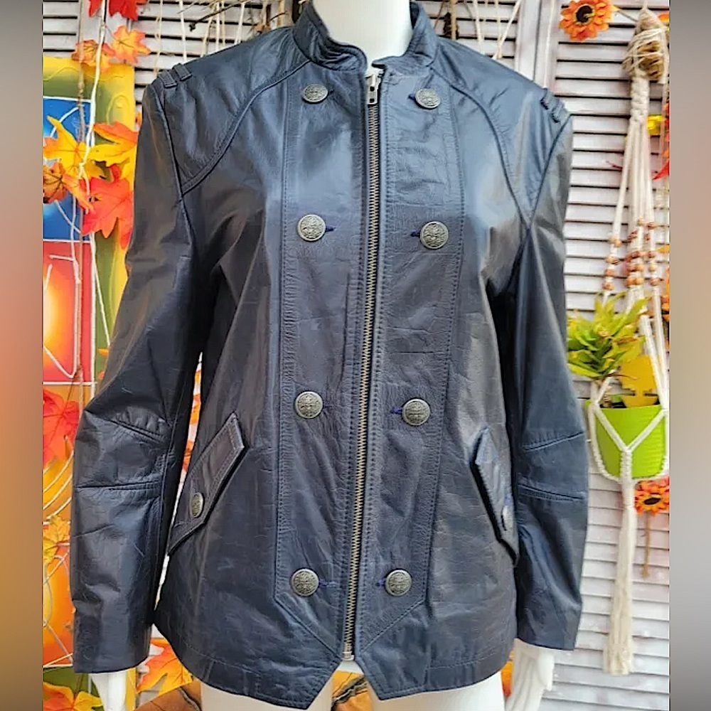 WHET BLUE New York Leather jacket, dark blue